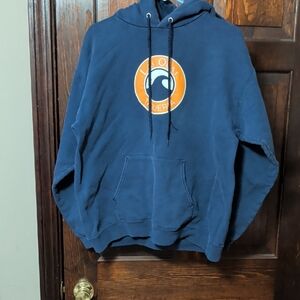 Hanes Navy Hoodie with Orange Graphic